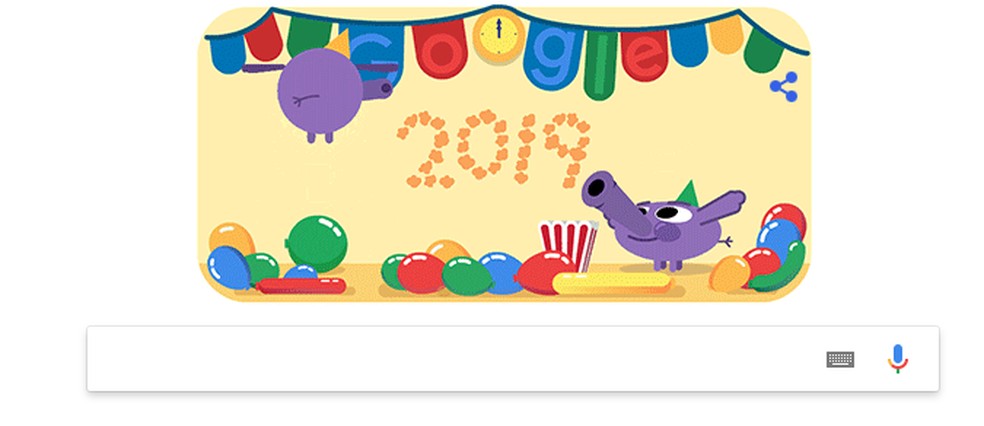 Doodle do Google comemora a chegada de 2019 — Foto: Foto: Reprodução/Google