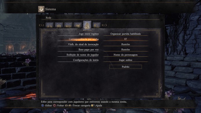 Dark Souls 3: edite para corresponder com jogadores que estiverem usando a mesma senha (Foto: Reprodução/Victor Teixeira)