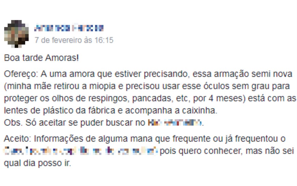 Mulheres compartilham objetos para ajudar outras no grupo (Foto: Reprodução/Redes Sociais)