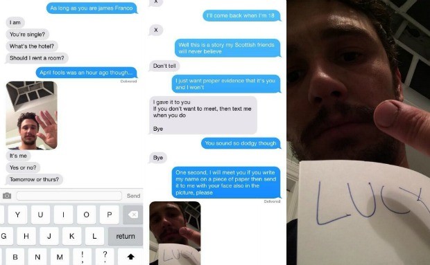Mensagens de James Franco para Lucy, de 17 anos (Foto: Instagram)