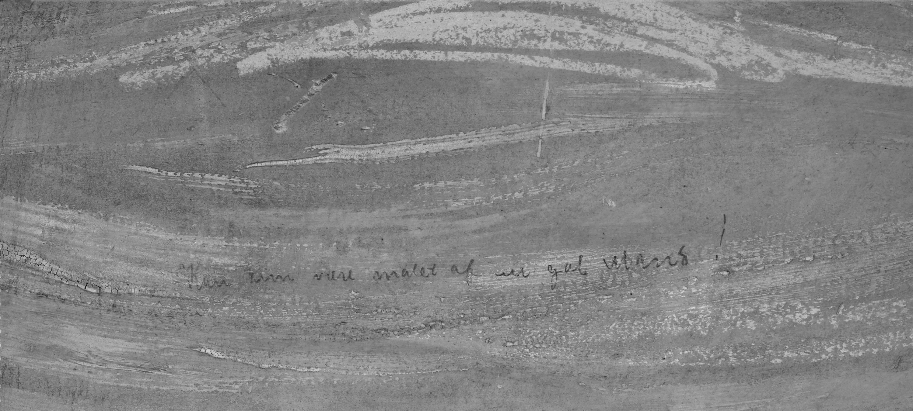 Quase invisível a olho nu, frase escrita a lápis no canto superior esquerdo da obra – “Só podia ter sido pintado por um homem louco!” – foi escrita pelo próprio Edward Munch (Foto: Borre Hostland/The National Museum)