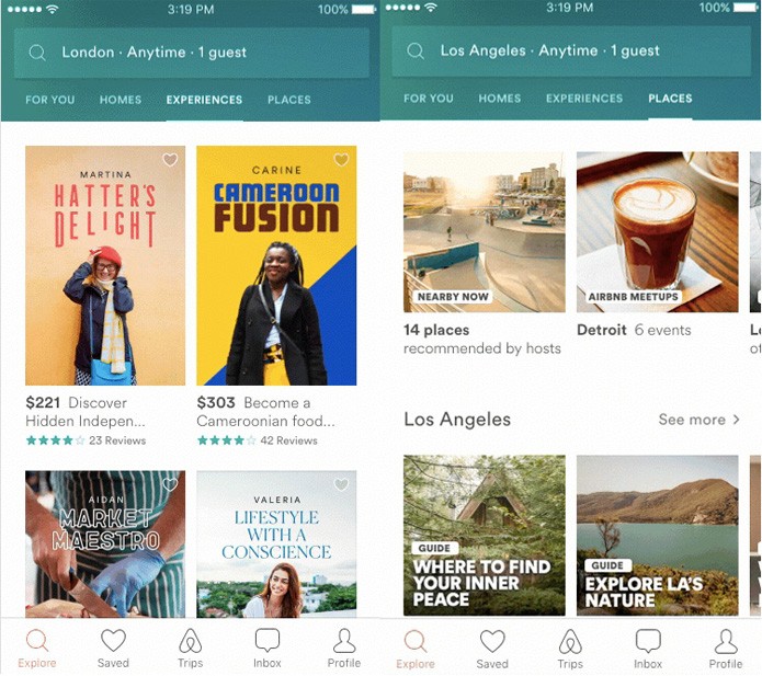 Novo app contará com as abas "Experiences" e "Home" (Foto: Divulgação/Airbnb)
