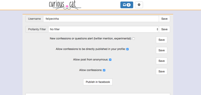 Usuário pode controlar a privacidade no Curious Cat (Foto: Reprodução/Felipe Vinha)