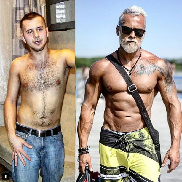 Pawel antes e depois da academia