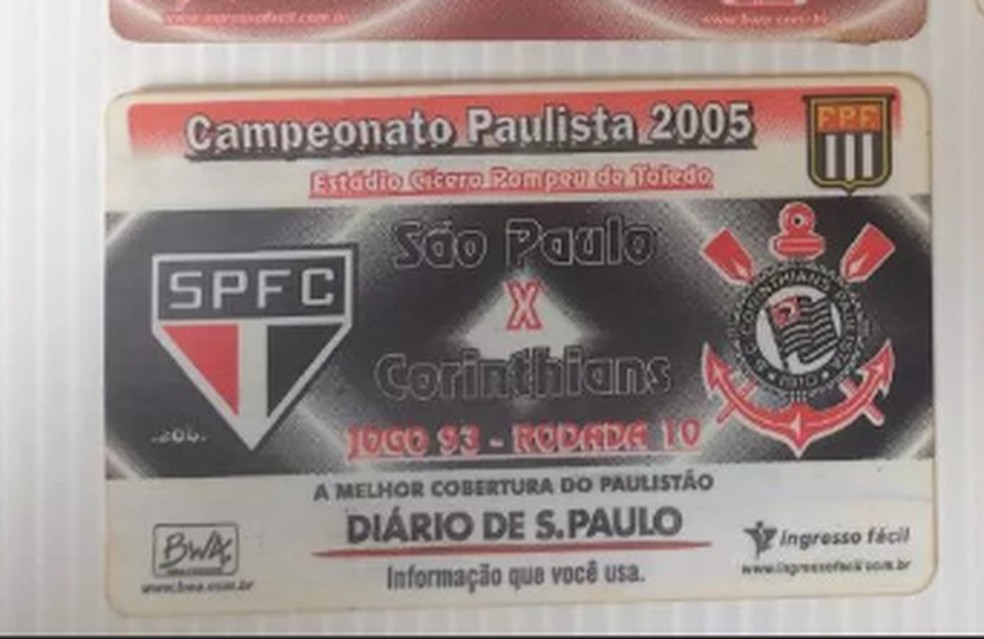 Ingresso de partida São Paulo e Corinthians 2005 — Foto: Reprodução