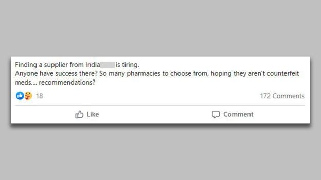 Membro de um grupo pró-ivermectina no Facebook pede dicas sobre como comprar ivermectina online da Índia (Foto: Reprodução)