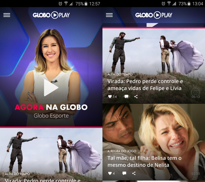 Globo Play permite ver a programação da Globo ao vivo no Android, iPhone e PC (Foto: Reprodução/TechTudo)