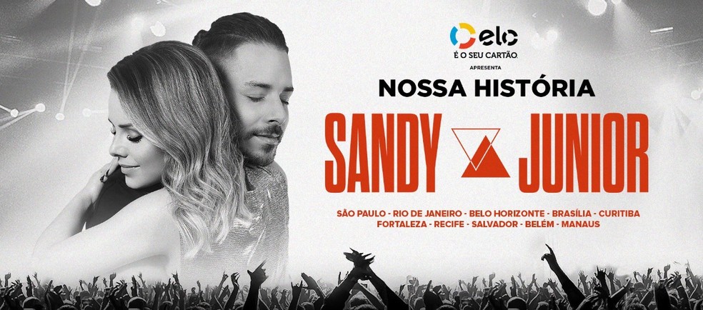Cartaz da turnê 'Nossa História' de Sandy e Junior, que percorrerá dez cidades em 2019 — Foto: Reprodução/Twitter/LiveNation