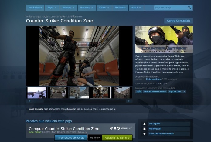 Counter-Strike: Condition Zero: página do jogo na Steam (Foto: Reprodução/Paulo Vasconcellos)