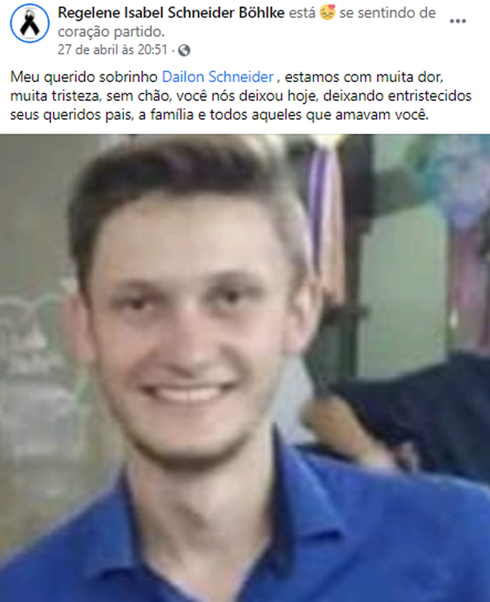 Nas redes sociais, familiares lamentaram a morte do jovem — Foto: Reprodução/Redes Sociais