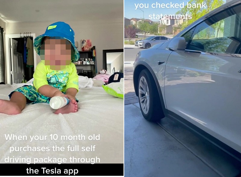 Bebê compra pacote da Tesla  (Foto: Reprodução: stayfitstaylit)