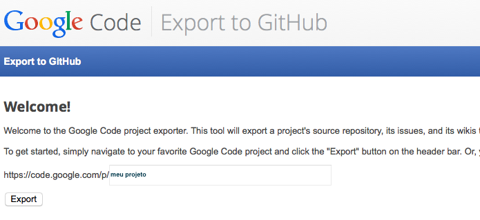 Exportando um projeto do Google Code para o GitHub (Foto: Reprodu??o/Edivaldo Brito)
