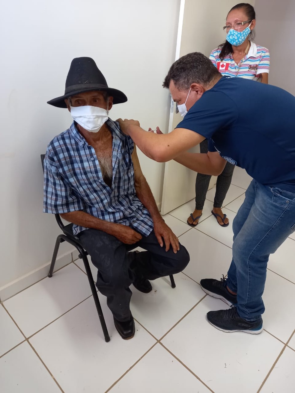 Vacinação de idosos contra a Covid-19 em Monteiro, no Cariri da Paraíba — Foto: João Bezerra/Arquivo pessoal