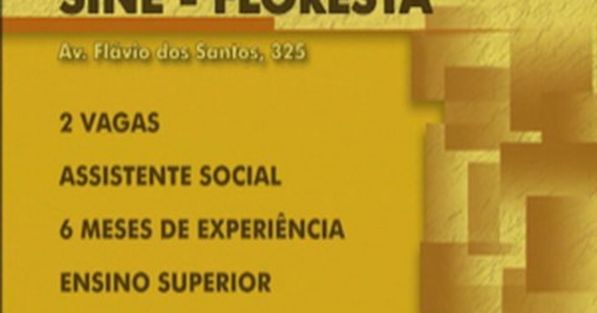 G1 - Sine abre duas vagas para assistente social em BH com salário de R ...