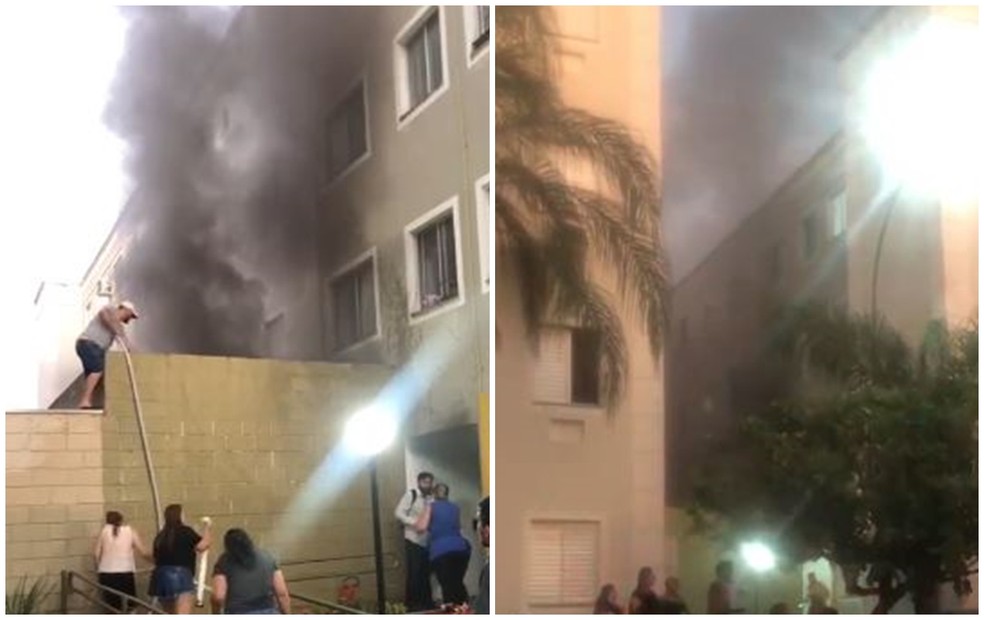 Outros apartamentos tiveram as portas arrombadas pelo Corpo de Bombeiros por conta das chamas — Foto: Arquivo Pessoal
