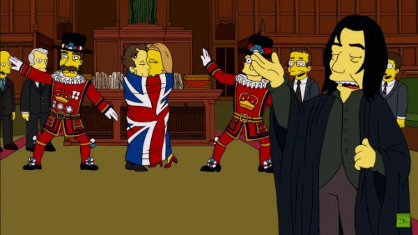 A cena do episódio dos Simpsons no qual Alan Rickman dubla o bruxo Snape (Foto: Reprodução)