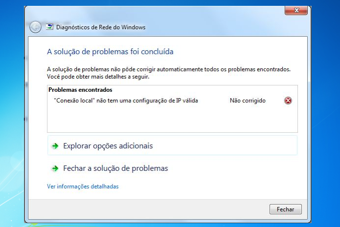  Windows apresentando erro configuração de ip inválida”? Veja como resolver (Foto: reprodução/Edivaldo Brito)