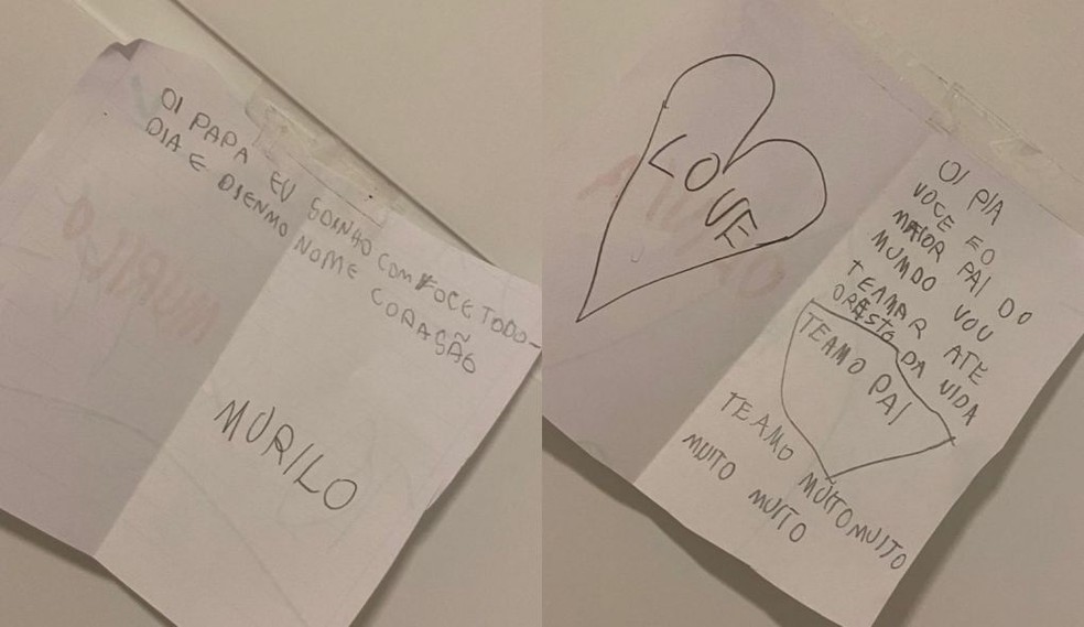 Filhos deixaram mensagens de carinho para receber o pai que foi curado do coronavírus — Foto: Arquivo pessoal