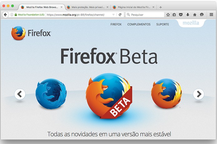 Firefox Beta costuma ter interface idêntica a versão final. (Foto: Reprodução/Alessandro Junior)