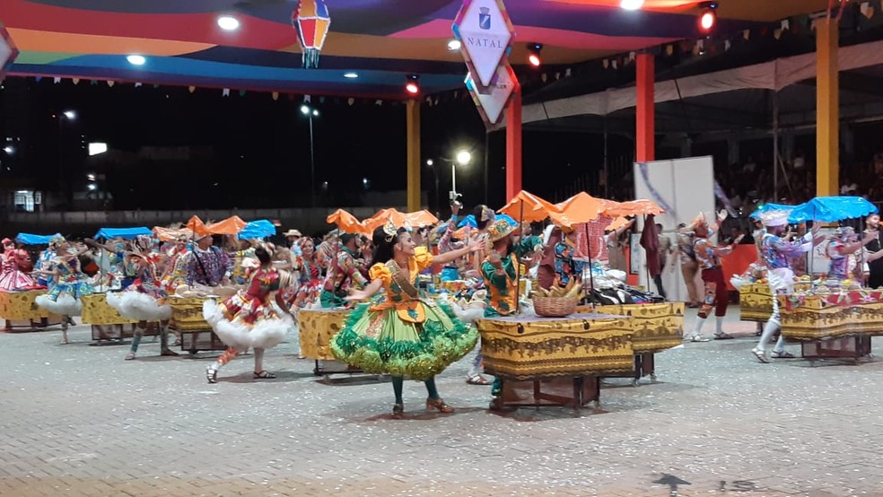 Quadrilhas tradicionais se apresentam na primeira noite do Festival de Quadrilhas Juninas de Natal 2019 â Foto: SÃ©rgio Henrique Santos/Inter TV Cabugi