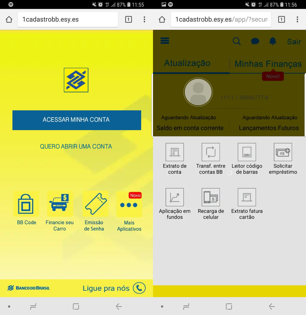 Site falso usa marca do Banco do Brasil e pede informações bancárias (Foto: Reprodução / TechTudo)
