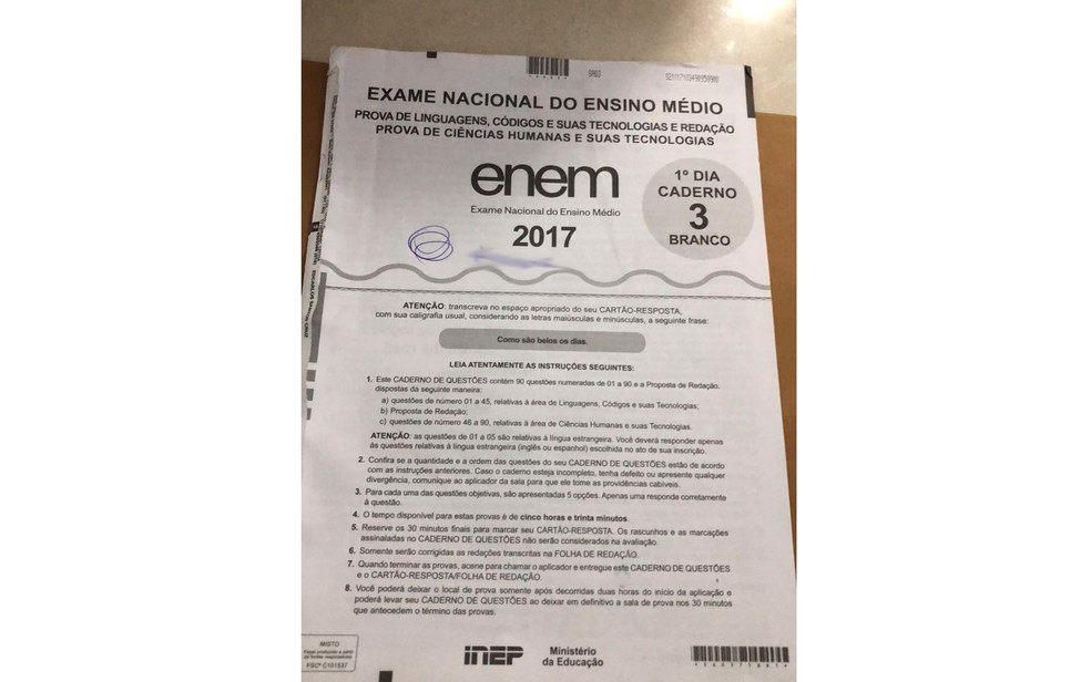 Prova do Enem do candidato investigado foi apreendida (Foto: Divulgação/Polícia Federal)