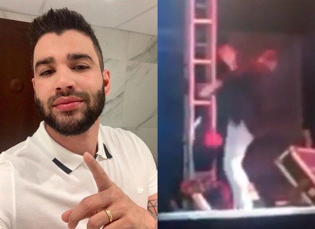 Gusttavo Lima é atingido por copo em show (Foto: Reprodução Instagram )