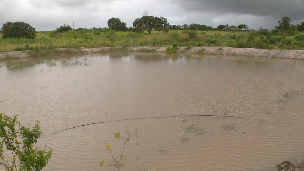 Barreiro onde o jovem se afogou na zona rural de Montadas — Foto: Reprodução/TV Paraíba