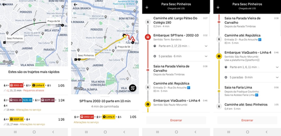 Uber vai começar a apresentar informações sobre transporte público dentro do aplicativo. — Foto: Divulgação/Uber