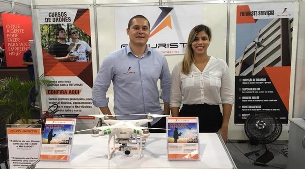 ​Leonardo Minucio e Raquel Molina, sócios da Futuriste Drones (Foto: Caio Patriani)