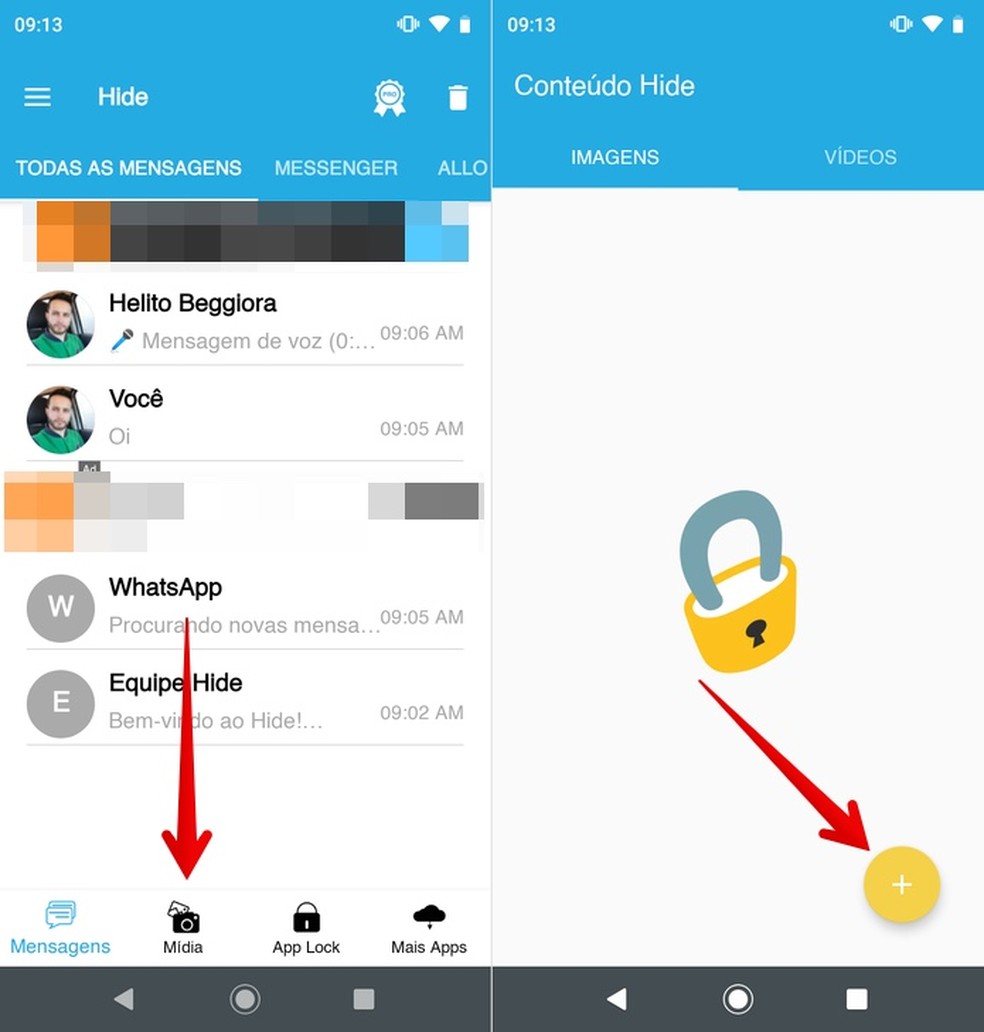 Ocultando imagens da galeria do celular com o Hide — Foto: Reprodução/Helito Beggiora