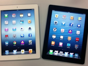 Irmãos gêmos: consegue notar a diferença? O iPad está à direita, ao lado da terceira geração (Foto: Cauê Fabiano/G1)