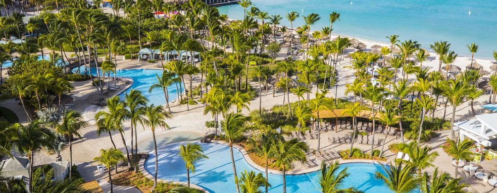 O Hilton Aruba Resort conta com uma vista deslumbrante da costa do Caribe — Foto: Divulgação/Hilton Aruba Resort