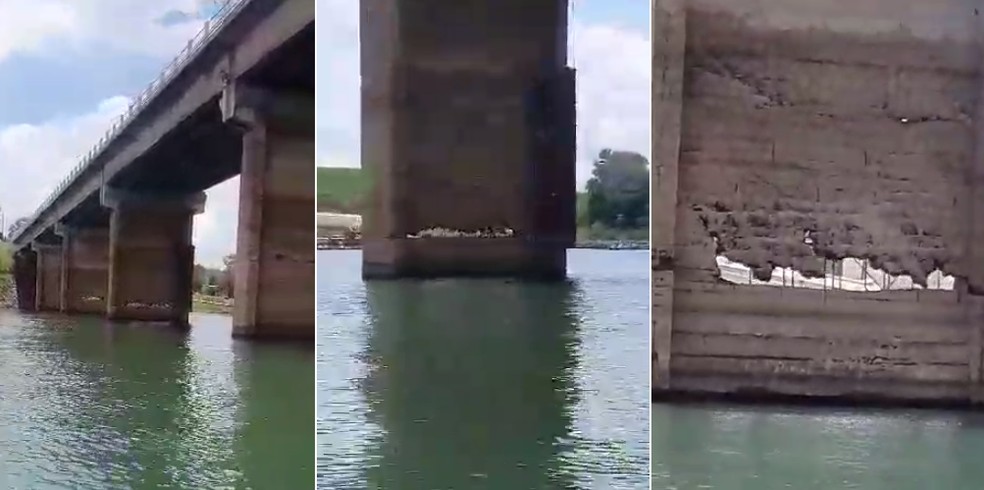 Buracos em ponte preocupam moradores da região de Avaré — Foto: Marcelo Teruel/Arquivo pessoal