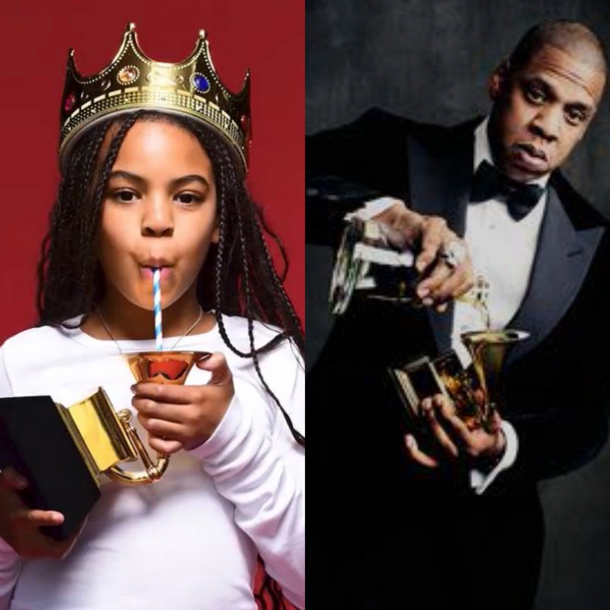 Foto de Blue Ivy segurando 1º Grammy é inspirada em momento de Jay-Z; compare (Foto: Reprodução)