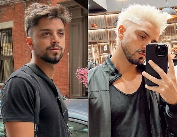 Rodrigo Simas antes e depois de mudar o visual (Foto: Reprodução/Instagram)