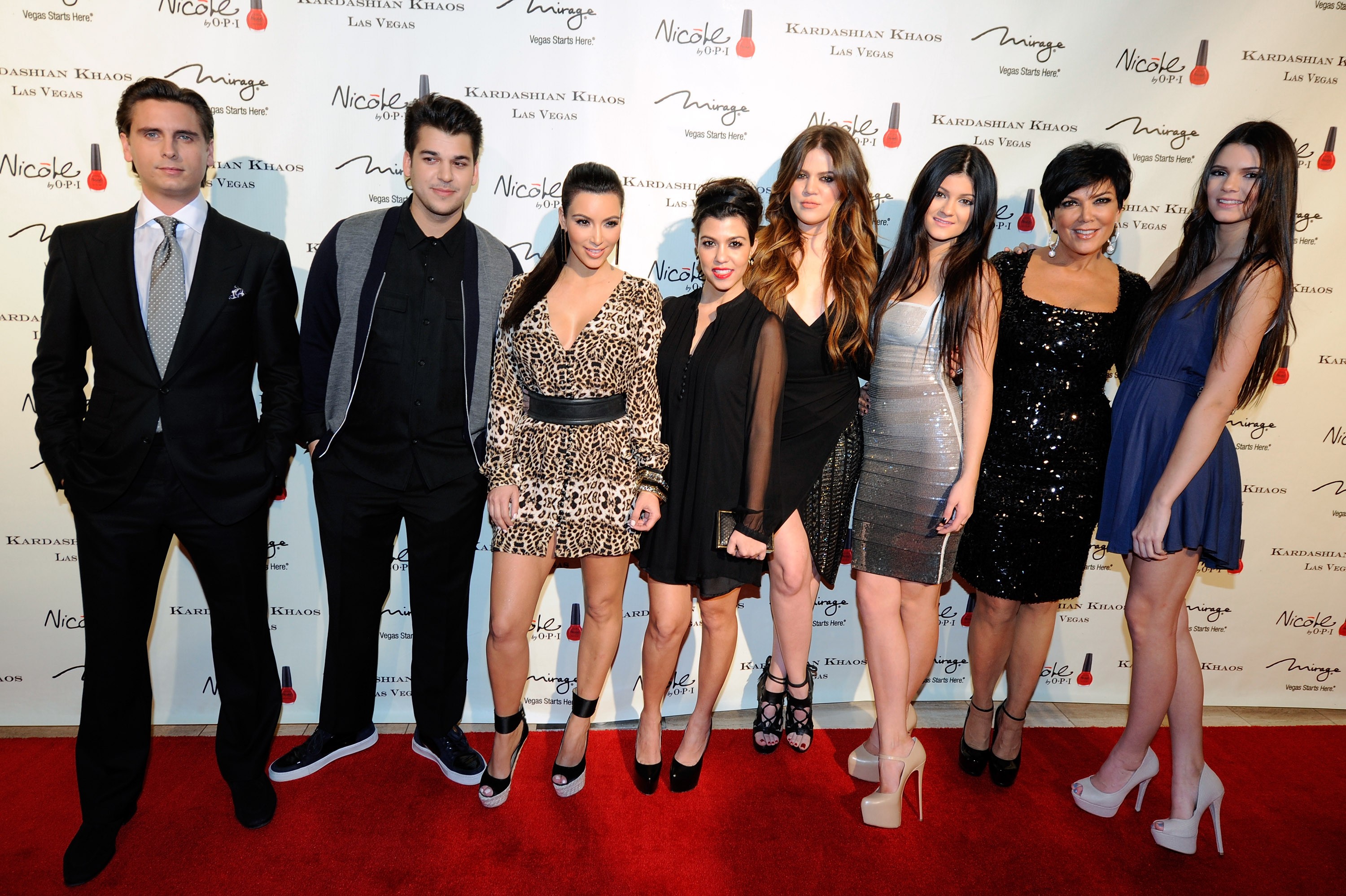 Scott Disick; Rob, Kim, Kourtney e Khloe Kardashian; Kylie, Kris e Kendall Jenner (Foto: Getty Images)
