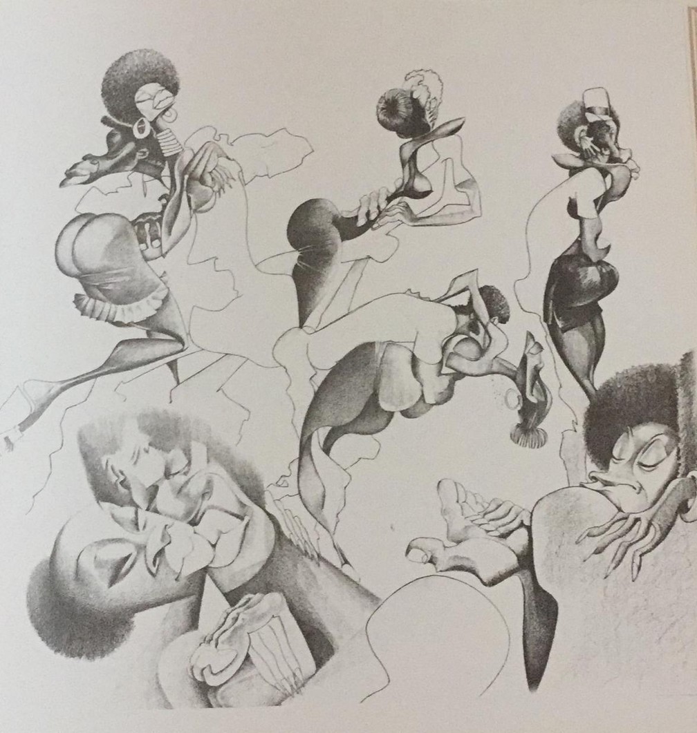 A dança, o suíngue e as curvas femininas fazem parte da obra do cartunista Lan — Foto: Livro 'As Escolas de Lan' / Reprodução
