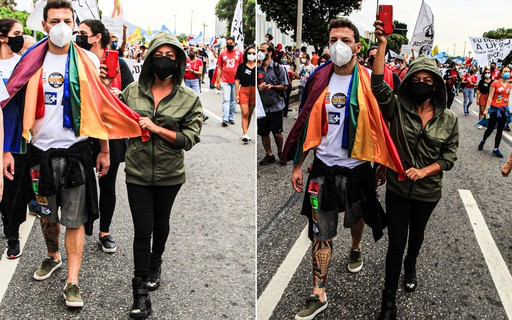 Samantha Schmutz participa de manifestação contra Jair Bolsonaro, no Rio