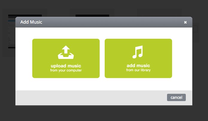 Escolha entre enviar uma música ou utilizar a biblioteca de músicas (Foto: Reprodução/André Sugai)