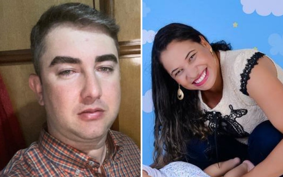 À esquerda Juliano Martins \ à direita Sandra Nunes, morta a tiros em Itaguari, Goiás — Foto: Reprodução/Redes sociais