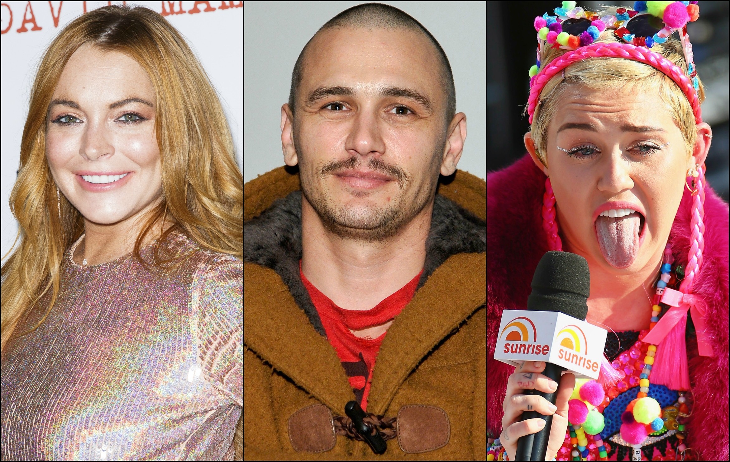 LiLo, James Franco e Miley: sóbrios ou não? (Foto: Getty Images)