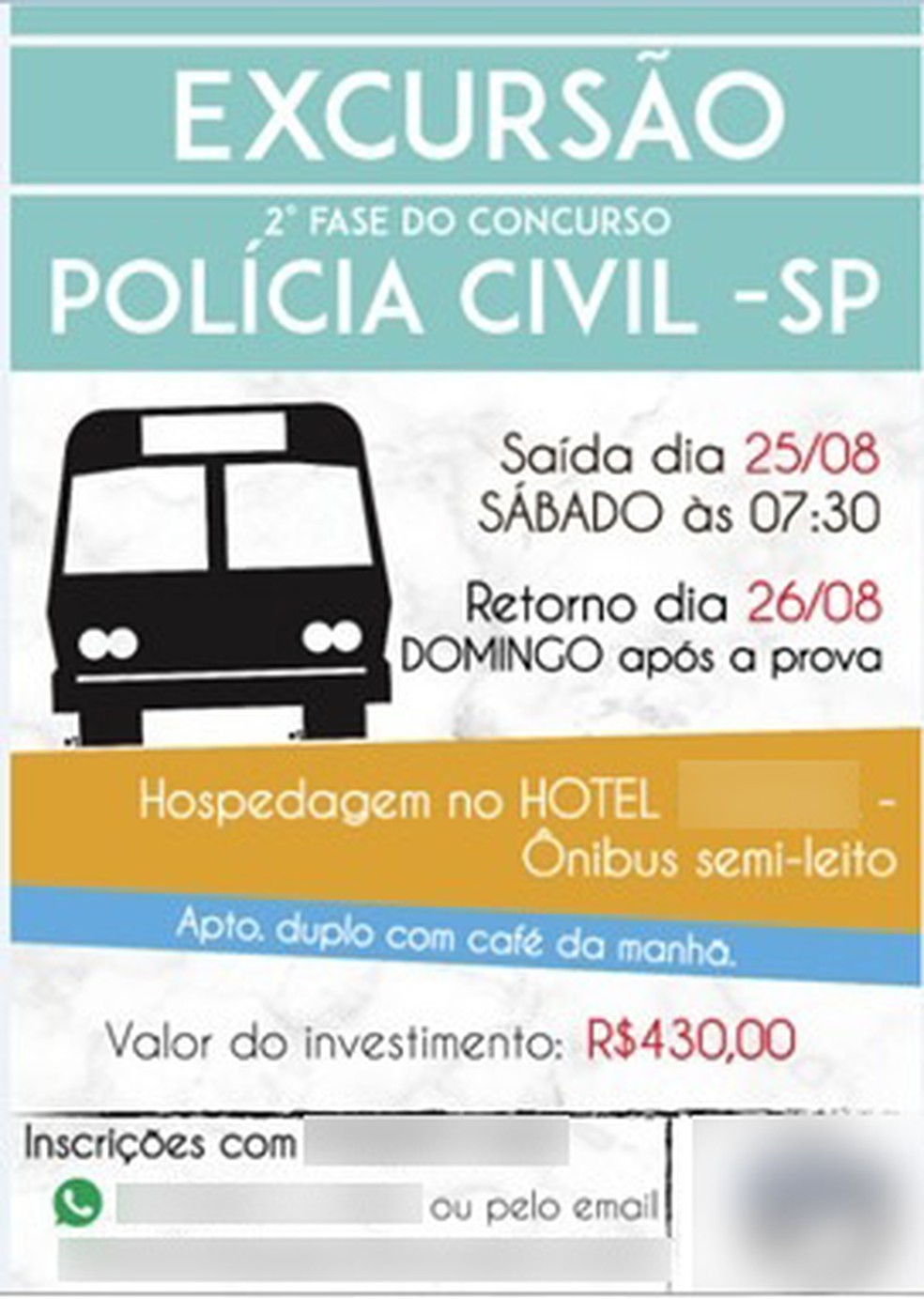 Empresa de ônibus teria oferecido transporte na data da prova antes que a Polícia Civil divulgasse o dia do exame. — Foto: Divulgação