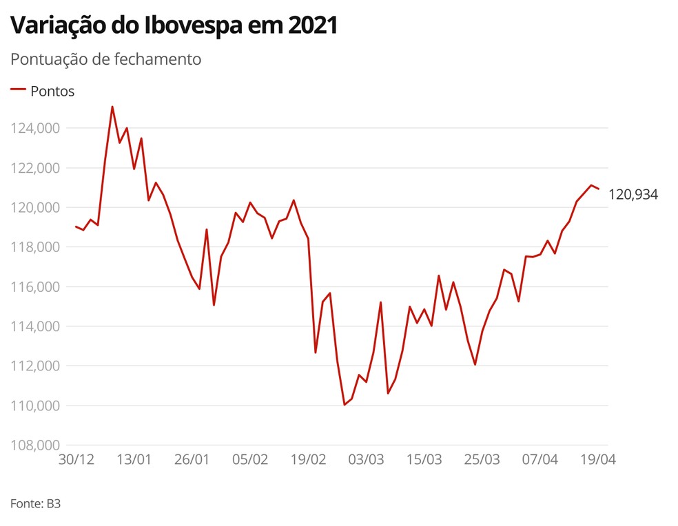 Variação do Ibovespa em 2021 — Foto: G1 Economia