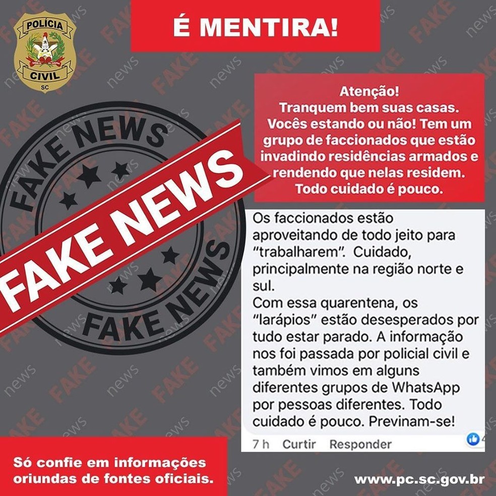 Polícia Civil Identifica Homem Suspeito De Publicar Fake News Em Joinville Santa Catarina G1 5006