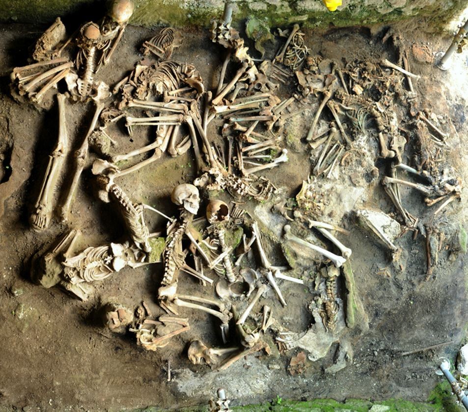 Arqueólogos examinaram restos de esqueletos encontrados após a erupção do Vesúvio (Foto: Luciano Fattore)