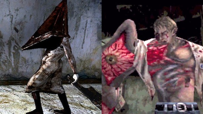 Silent Hill aposta no incompreensível, mas Resident Evil mostra sempre as deformidades do vilão (Foto: Reprodução/Giant Bomb e The Ultimate Gamer)