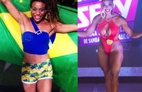 Bruna Negreska é musa de escola de samba e preparadora física. Ao longo dos anos, ela definiu seu corpo e colocou próteses de silicone Reprodução