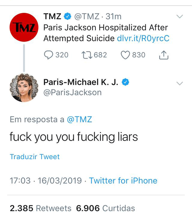 Paris Jackson (Foto: Reprodução/ Twitter)