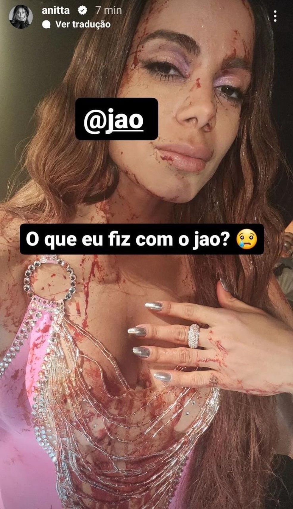 Anitta com 'sangue' em novo projeto com J&atilde;o &mdash; Foto: Reprodu&ccedil;&atilde;o/Instagram